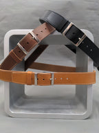 Ceintures Large - Largeur 4 cm - Boucle "carré" laiton finition nickel brossé